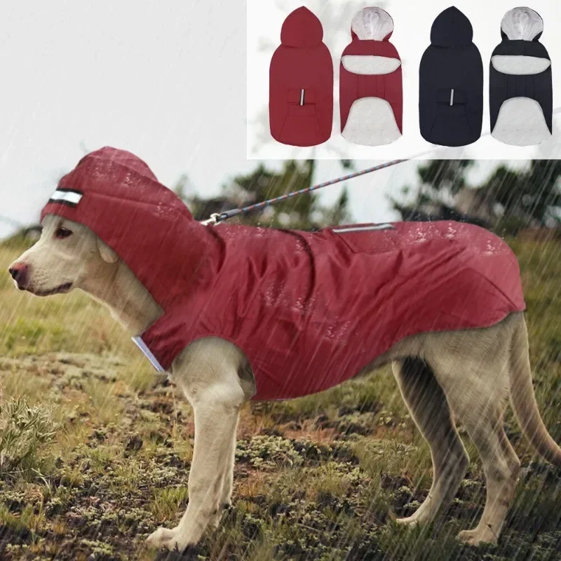 Dog Raincoat - Orta Büyük Köpekler Su Geçirmez Kapşonlu